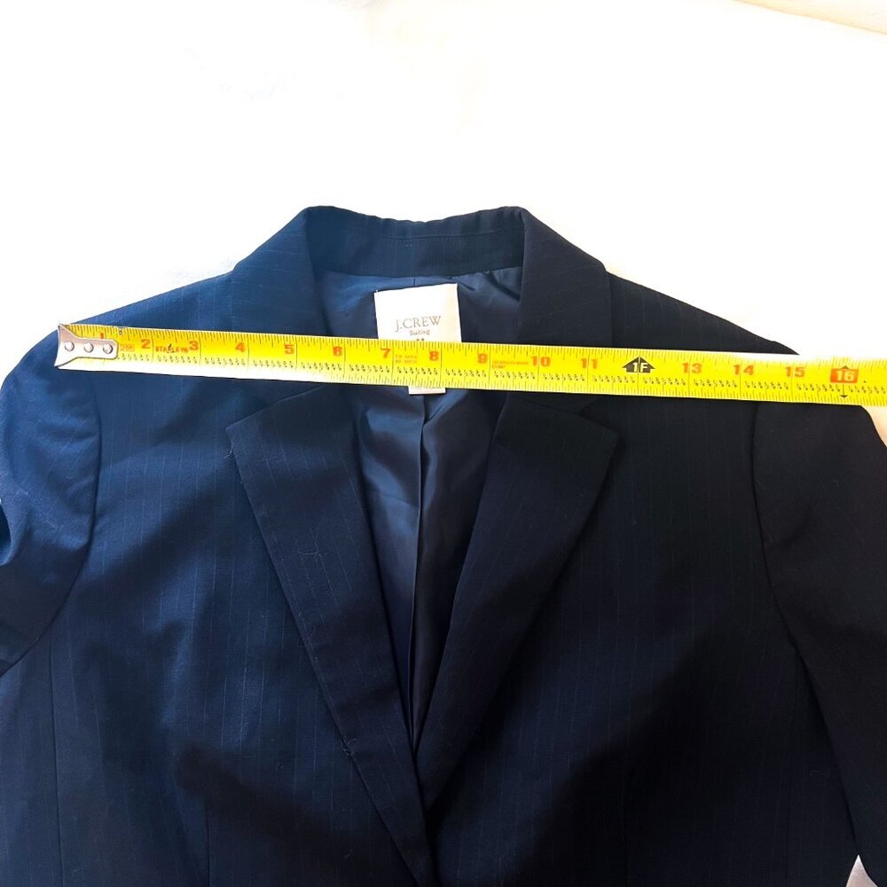 J. Crew Suiting Wool Navy Pinstripe Jacket Blazer Sz 6 - Picture 12 of 13